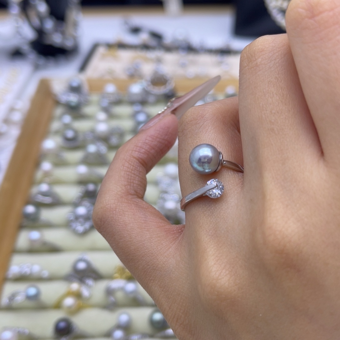 海水珍珠银S925镶嵌戒指