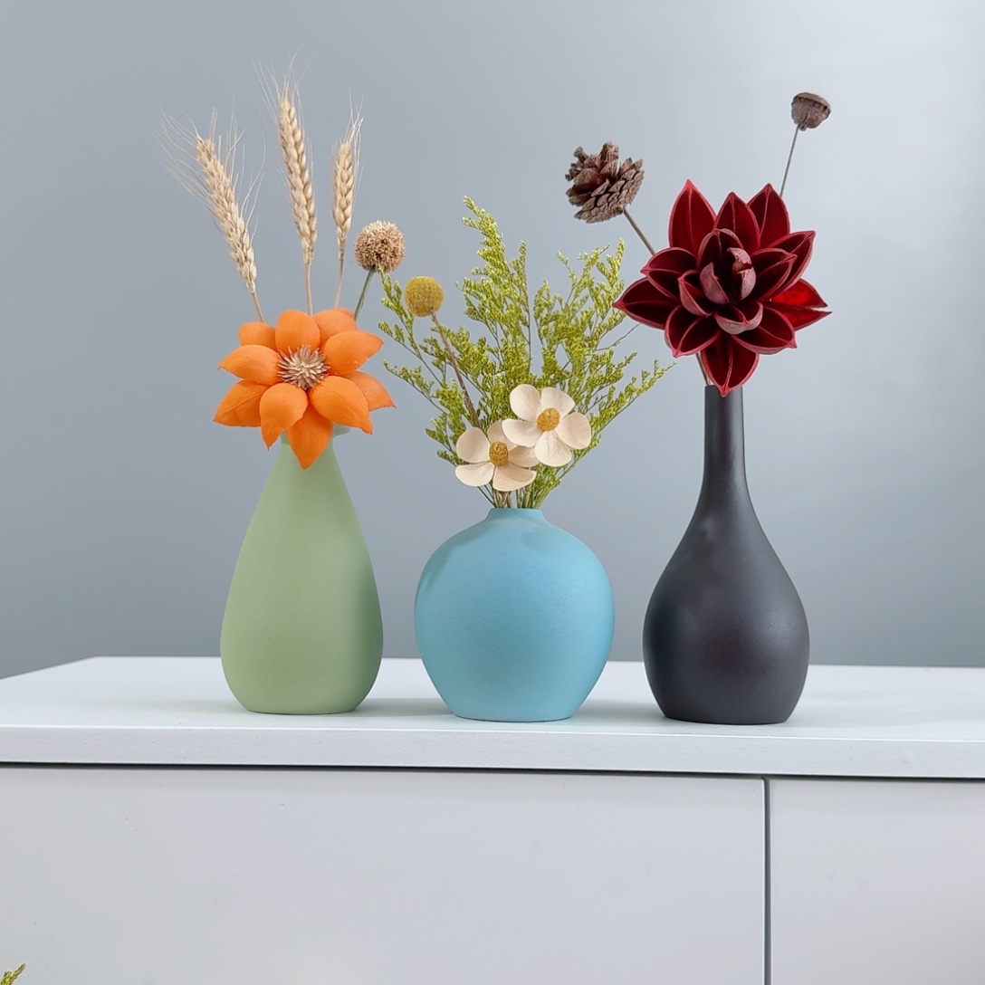 摆件陶瓷花瓶摆件含花总高约20-30cm