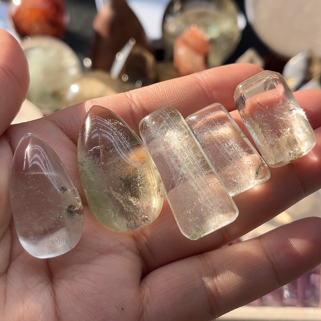 未镶嵌珠宝半成品水晶109 绿幽灵无事牌➕水滴