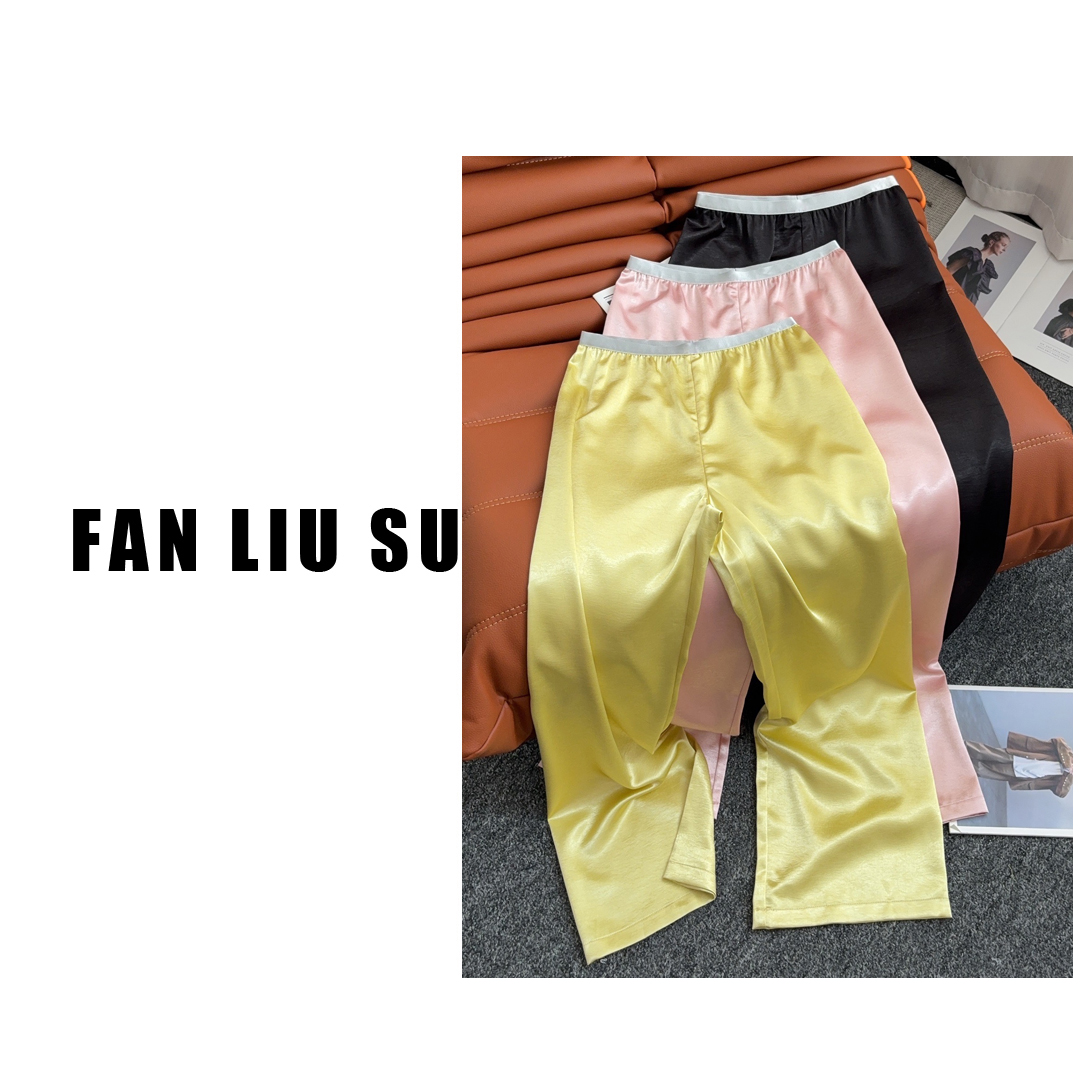 醋酸缎面休闲裤松弛感直筒裤拖地长裤女士夏季