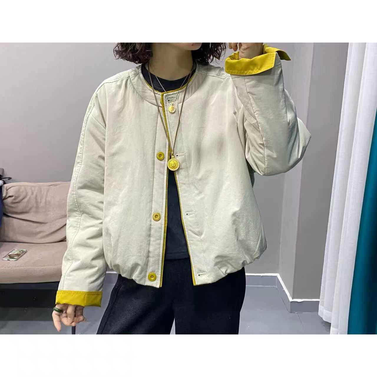 【新品】双门襟拼色棉服