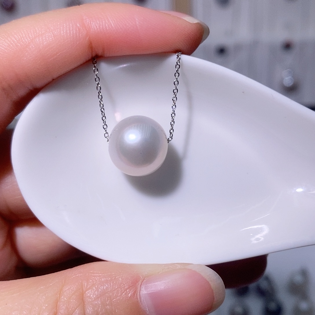 淡水珍珠吊坠(赠链)银S925镶嵌尺寸12/13毫米路路通