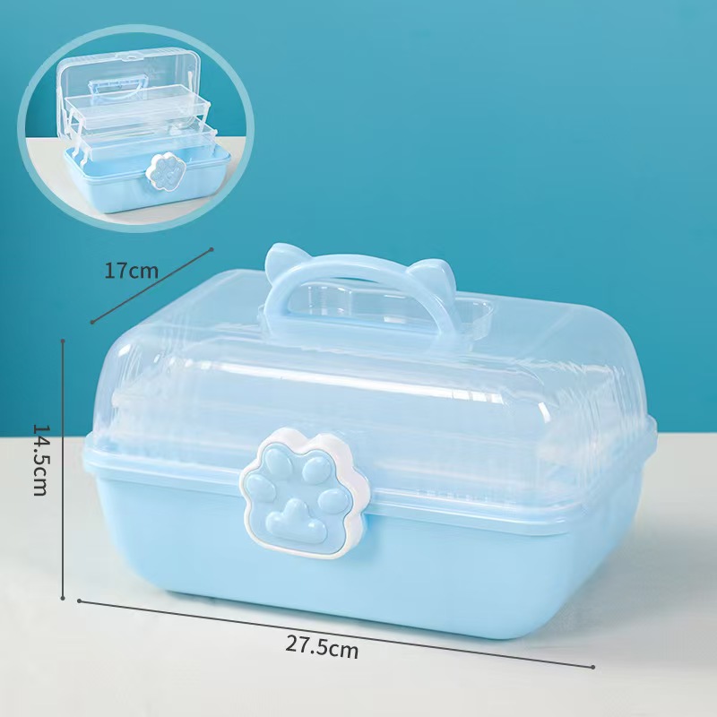 可爱猫爪收纳箱三层折叠收纳盒家用药箱饰品盒多功能玩具收纳盒