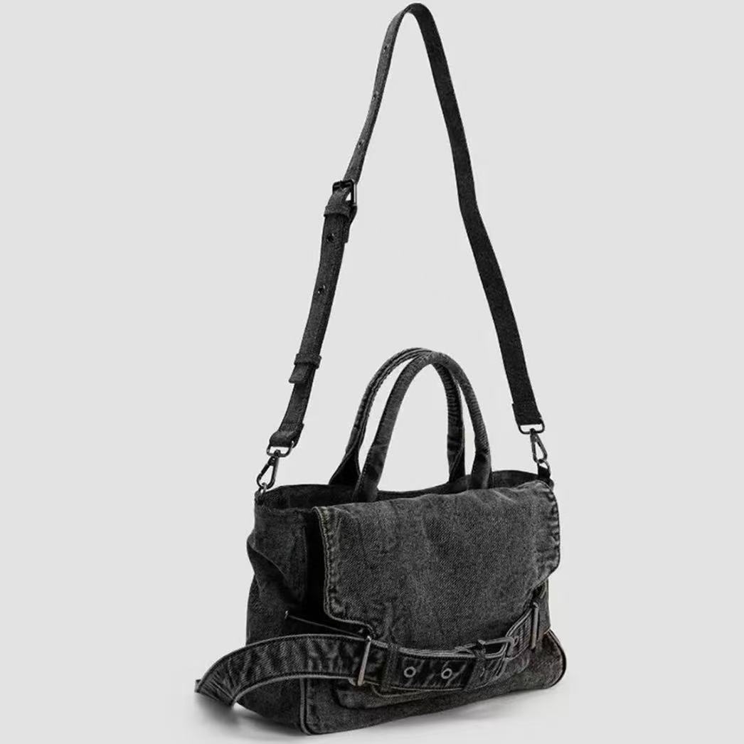 重工复古洗水牛仔单肩斜挎包包