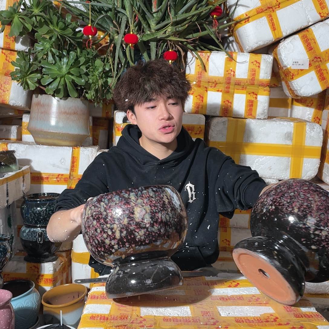 无铅玻璃宜兴紫砂花盆