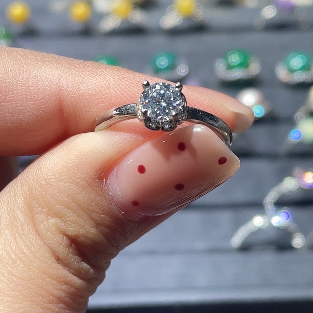 水晶手串未镶嵌莫桑925开口戒指