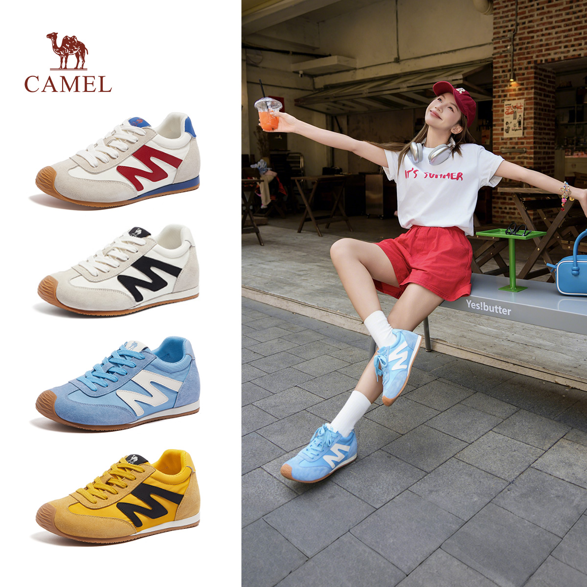 【芒果德训鞋】25年骆驼内增高5公分女鞋新款阿甘鞋多巴胺休闲板鞋