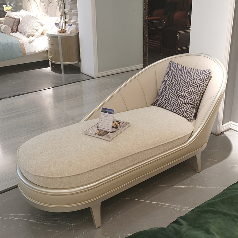 美式贵妃椅真皮客厅轻奢懒人太妃美人榻卧室躺椅头层牛皮单人沙发