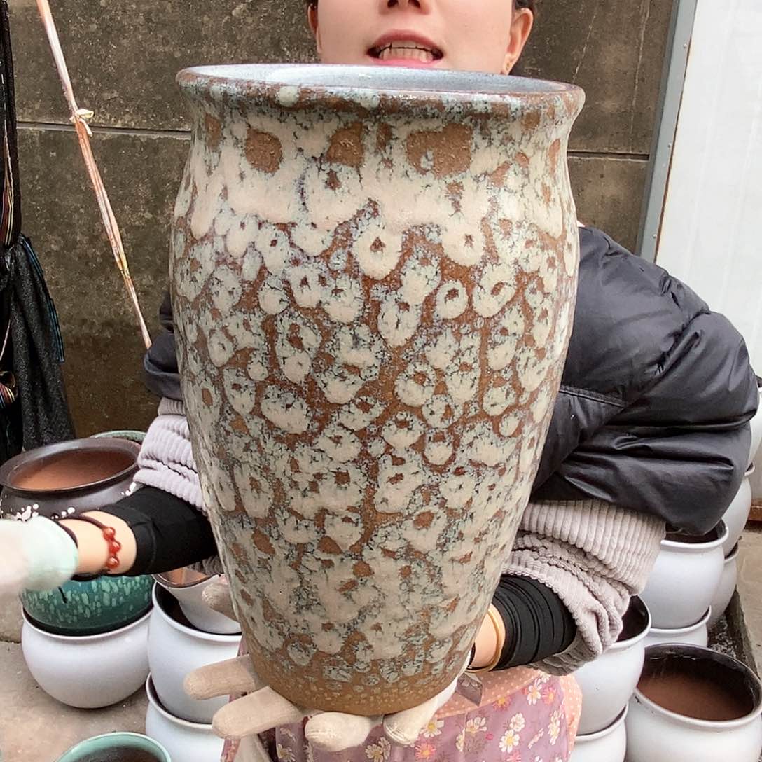 紫砂花盆瑕疵口18高33