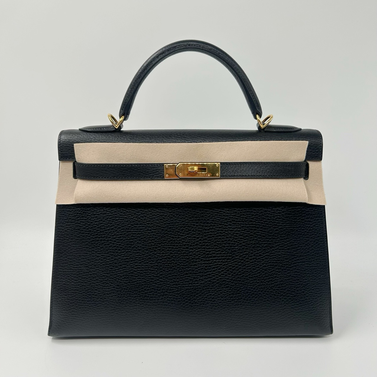 99新 Hermes/爱马仕 定金链接kelly32黑金 阿登皮 框E原价59500