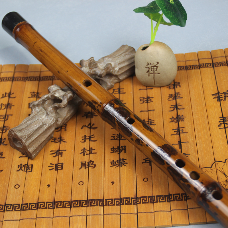 珍品大漆斑竹笛子一物一拍