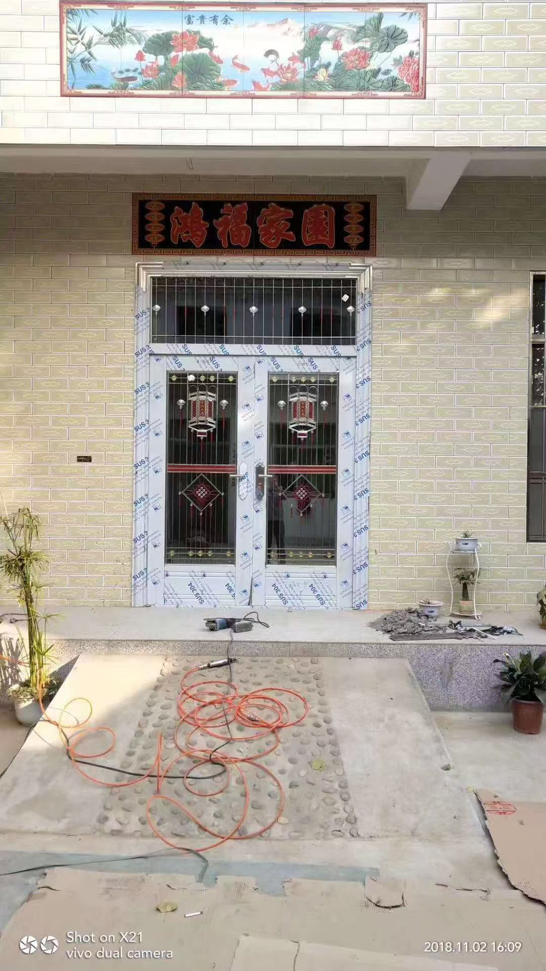 201加厚不锈钢双开门防盗门进户门加厚阳台门乡村别墅门