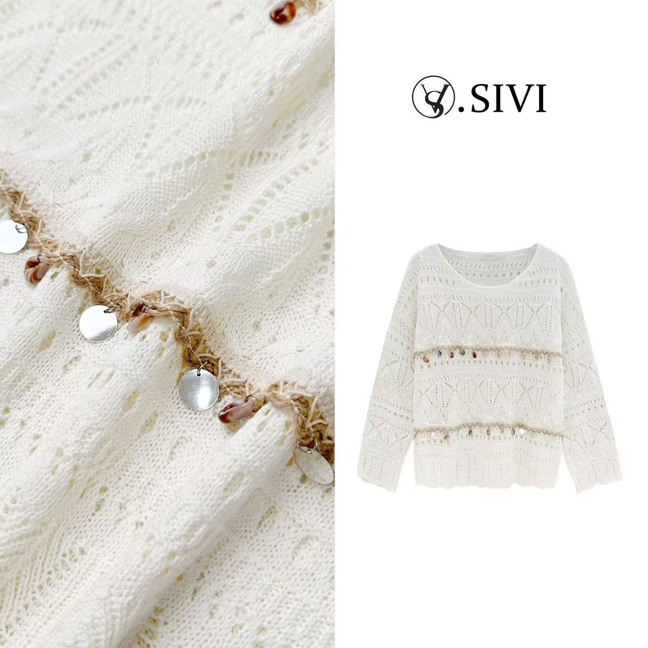 熙薇【牧羊少女】2025春季新款时尚气质长袖毛衣H1689