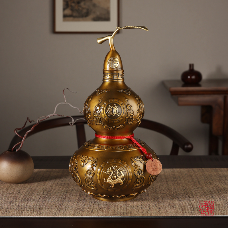 八瑞祥黄铜葫芦摆件【四神相应】青龙朱雀白虎玄武客厅玄关装饰品