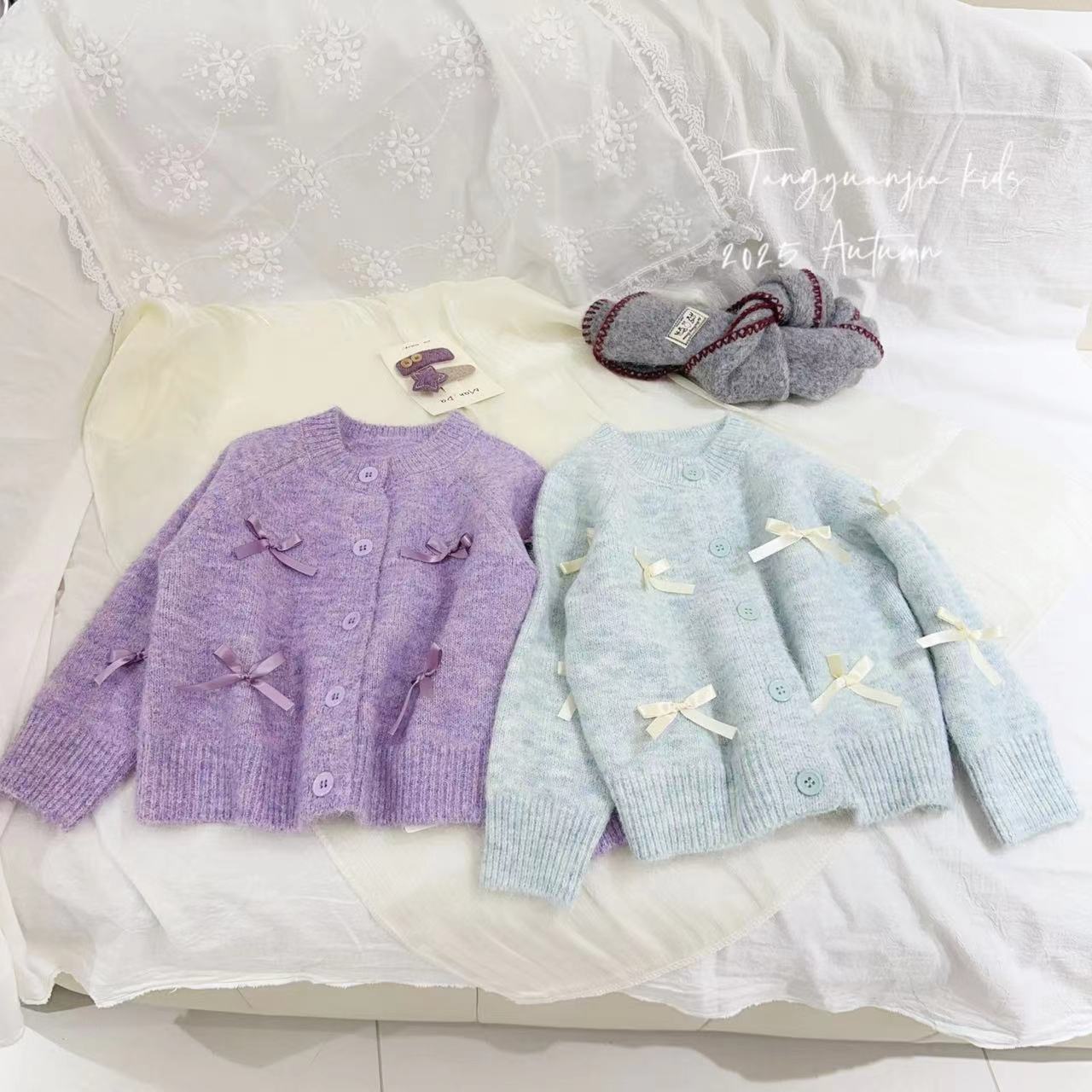 【云朵万花绒】汤圆Glue pudding童装2025手工蝴蝶结开衫 YA-2835