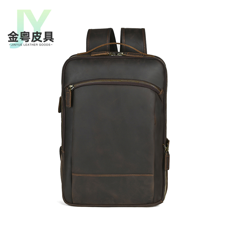 疯马皮背包背面全皮欧美复古商务休闲双肩背包真皮男士旅行背包