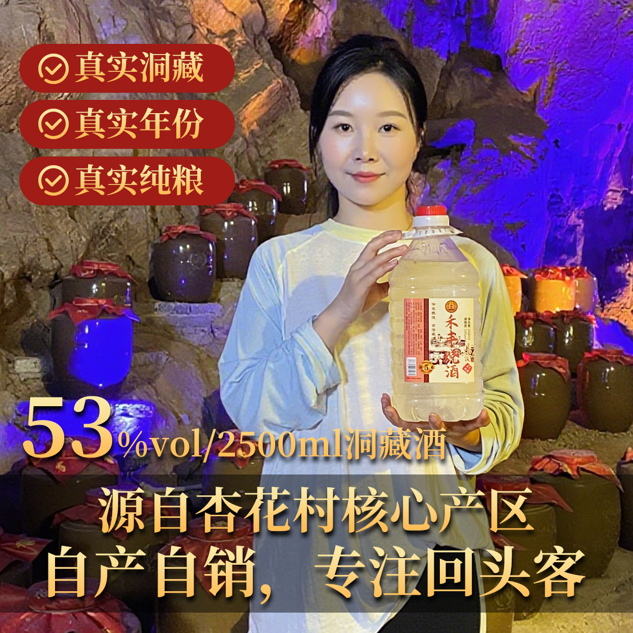 大洲源山西杏花村【十年洞藏】红高粱白酒53度2500ml