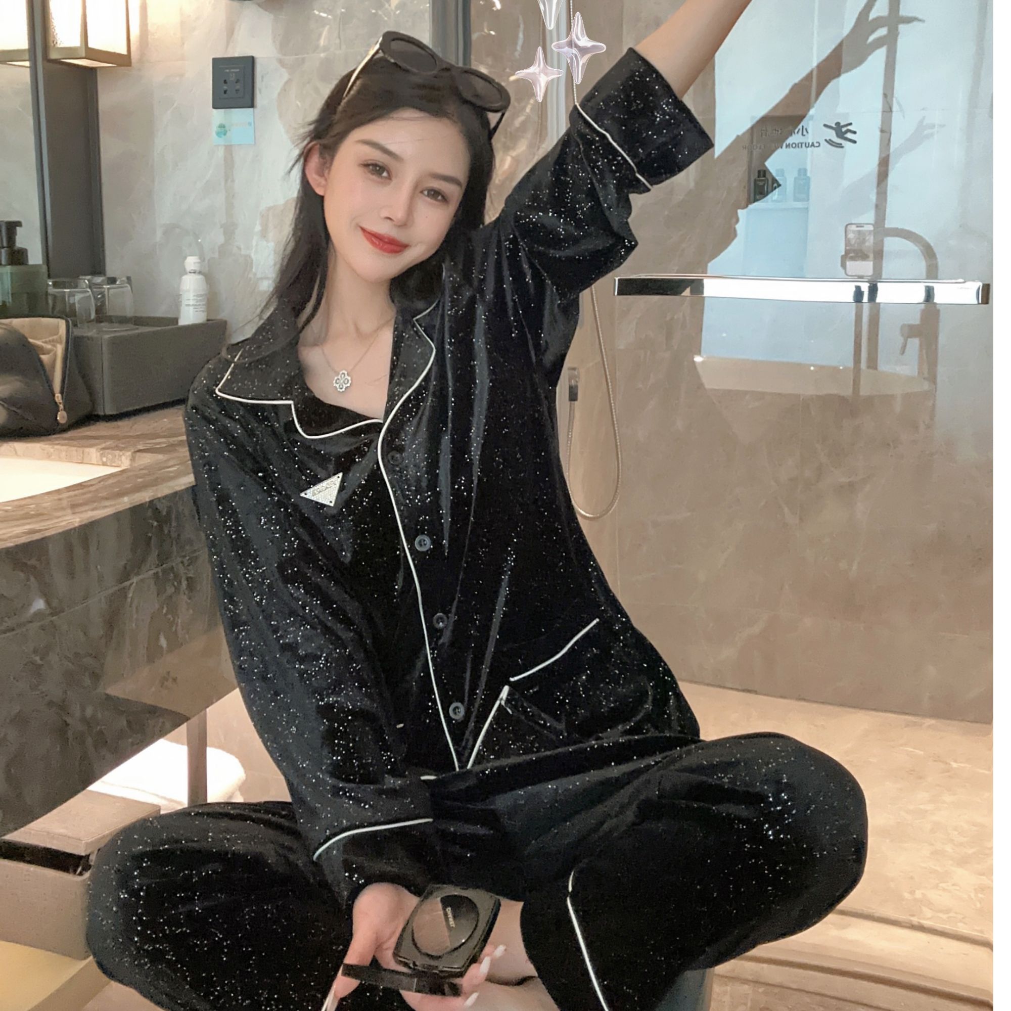 【繁星】金钻绒个性款春秋新款睡衣女气质满天星高级感家居服可外穿