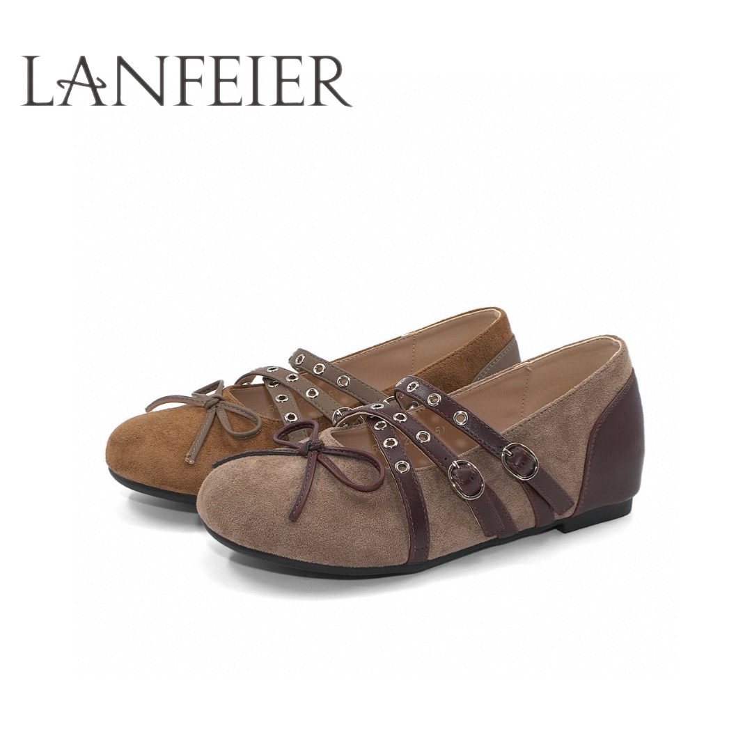 【欧洲站】伦敦庄园复古平底浅口蝴蝶结单鞋玛丽珍芭蕾舞女鞋3558-5