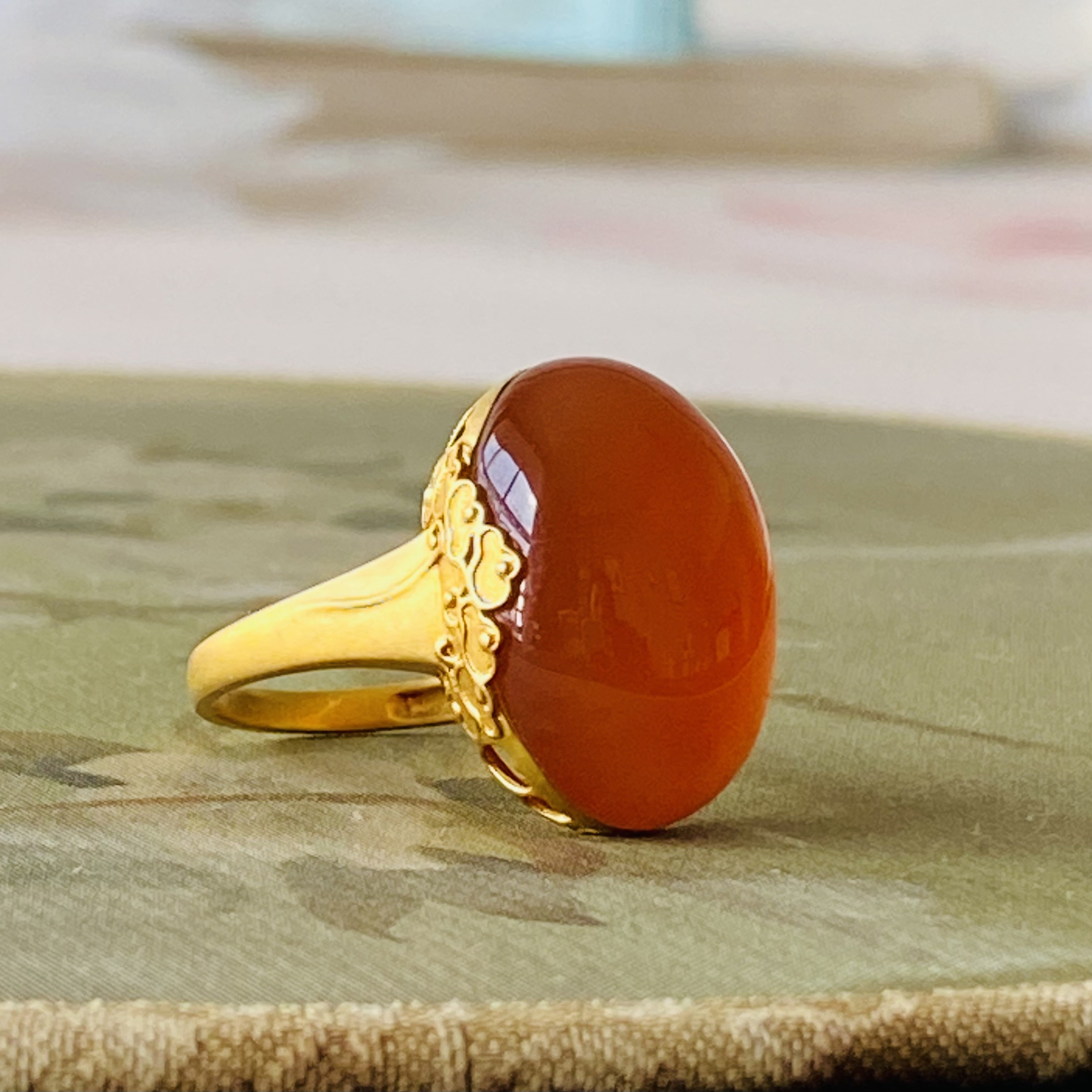 【颜选珠宝】保山原矿南红18K厚金精品大戒指国风显白贵气