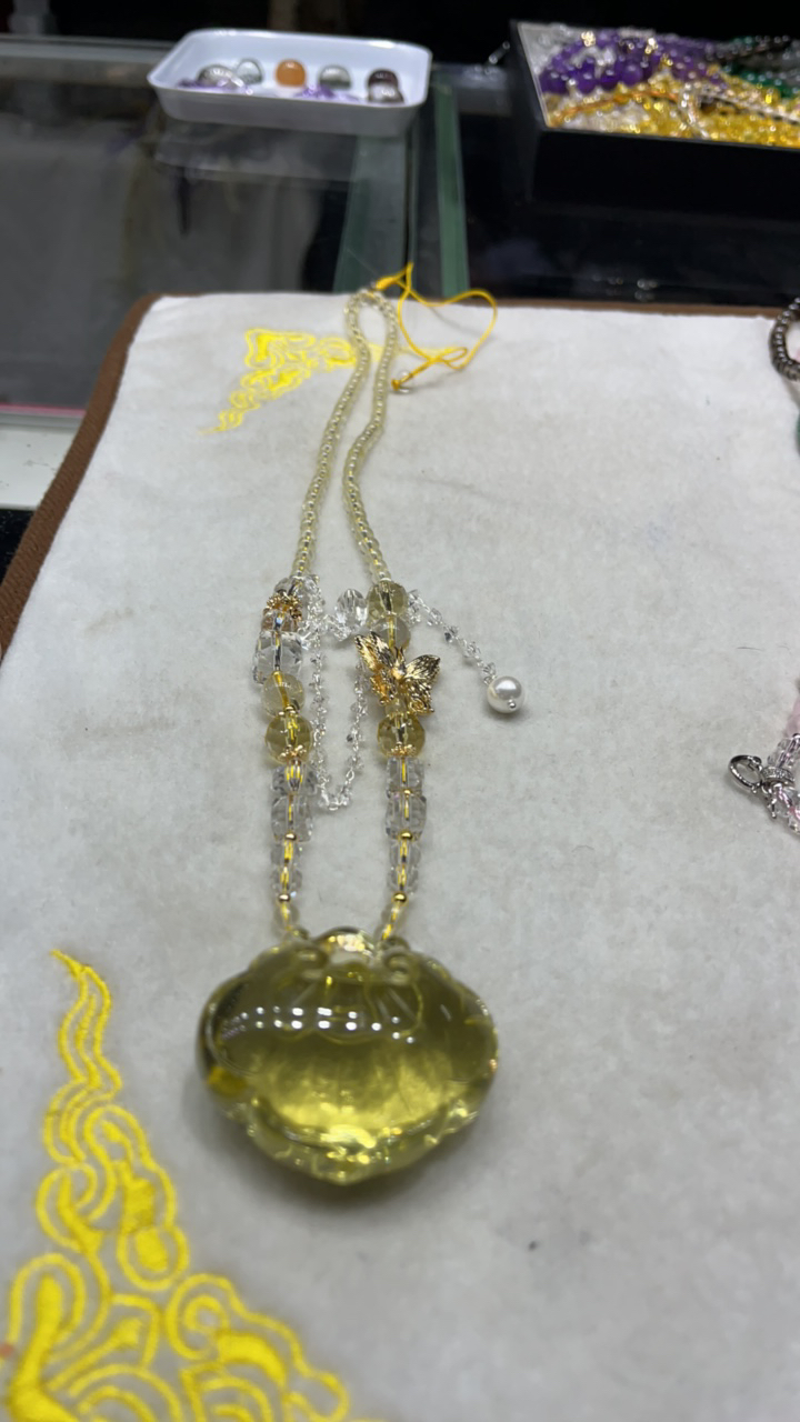 天然黄水晶万能扣项链