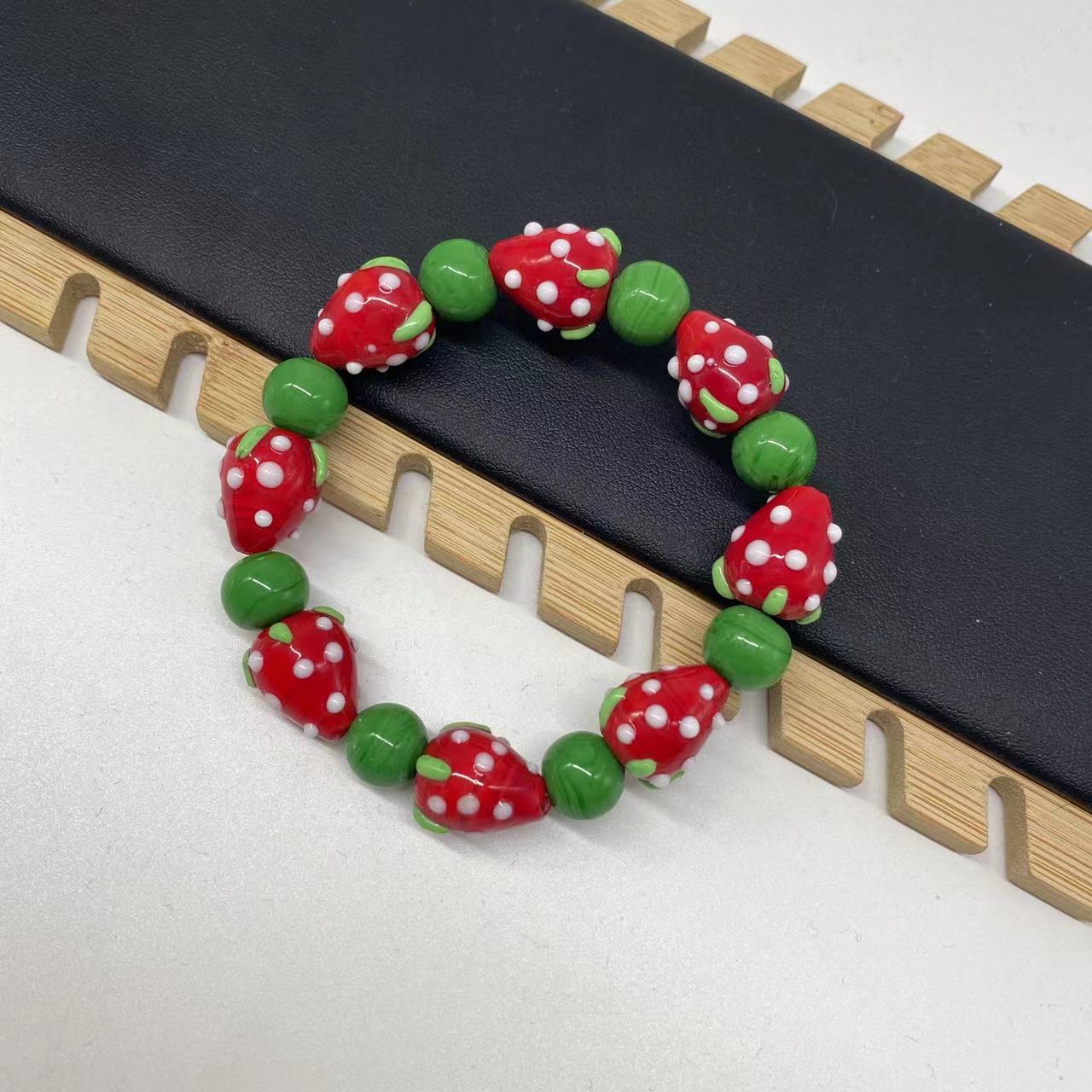 合金手链 玉楼东合金手链 LZ2406-1 红色莓青苹果琉璃手串