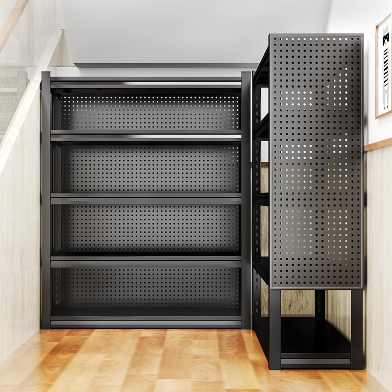 家用货架多层置物架洞洞板多功能落地储物架超市快递角钢收纳架子