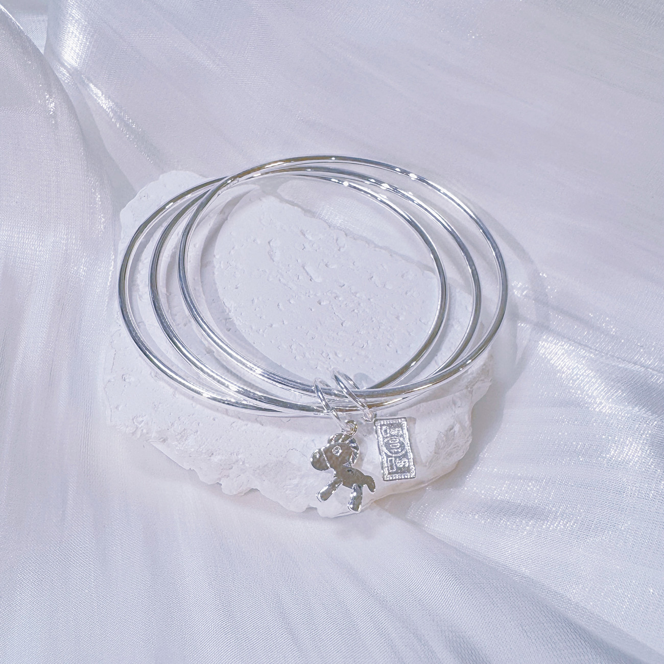 足银手镯 04新款三生三世手镯马上有钱实心光面百搭时尚手环