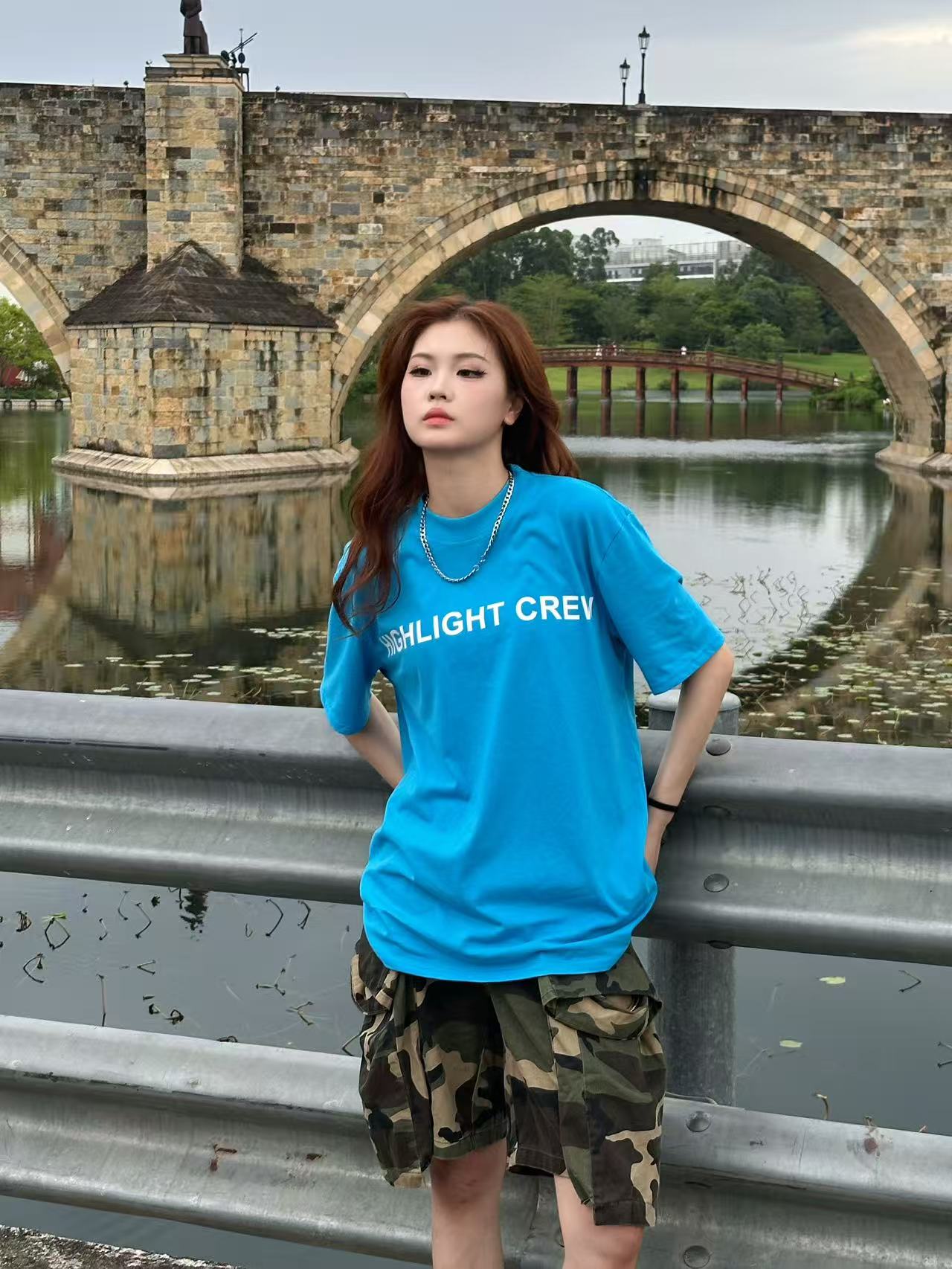 HIGHLIGHT2025基础款蓝色240克logo百搭T恤