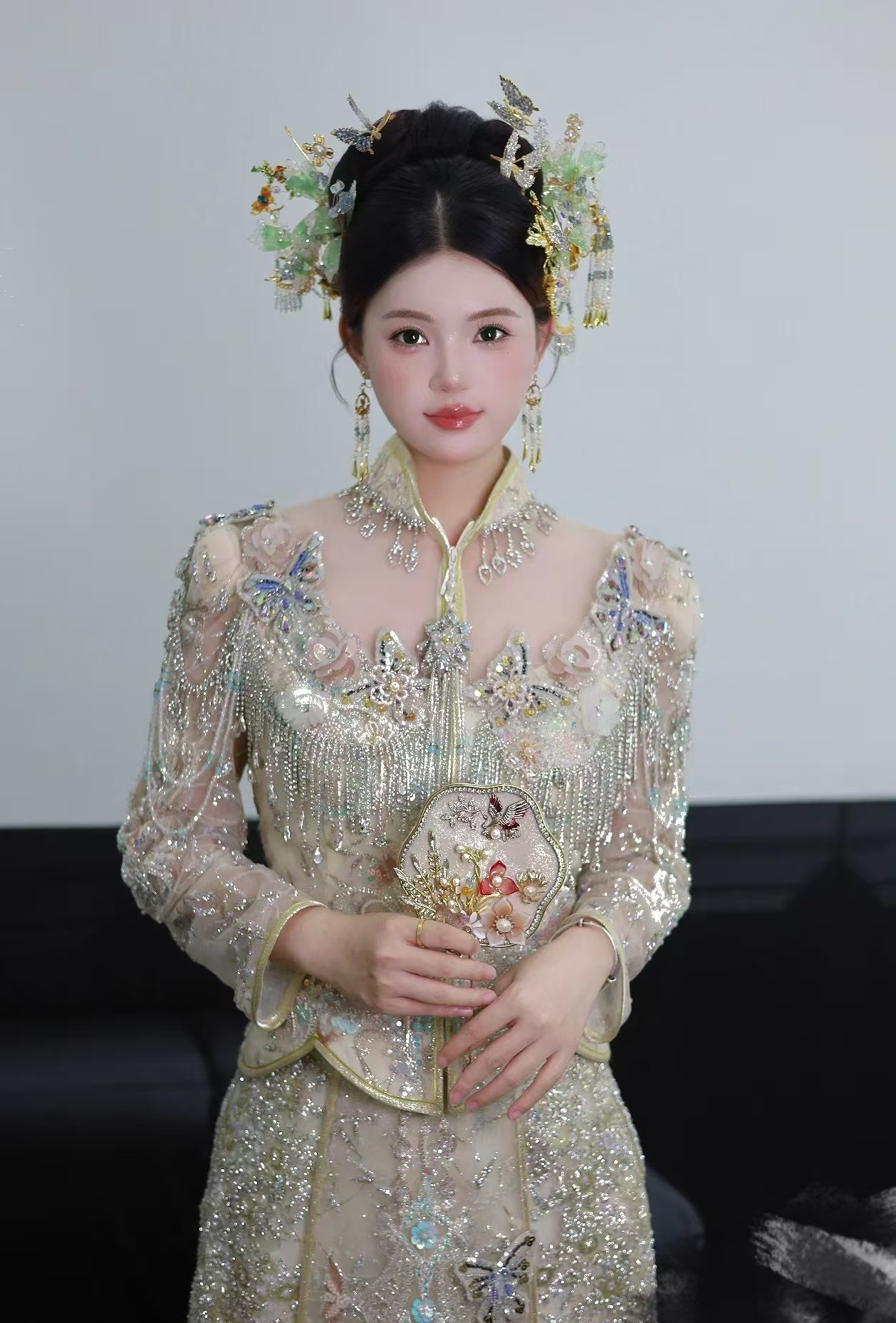 立体剪裁女薄款七分袖女士秀禾服新中式风