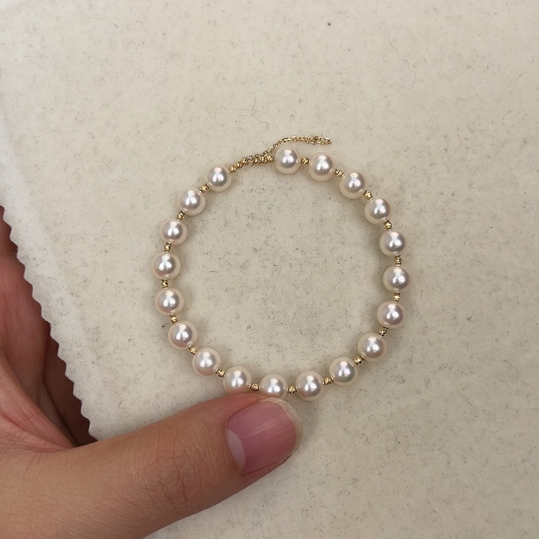 手绳18K金镶嵌海水珍珠