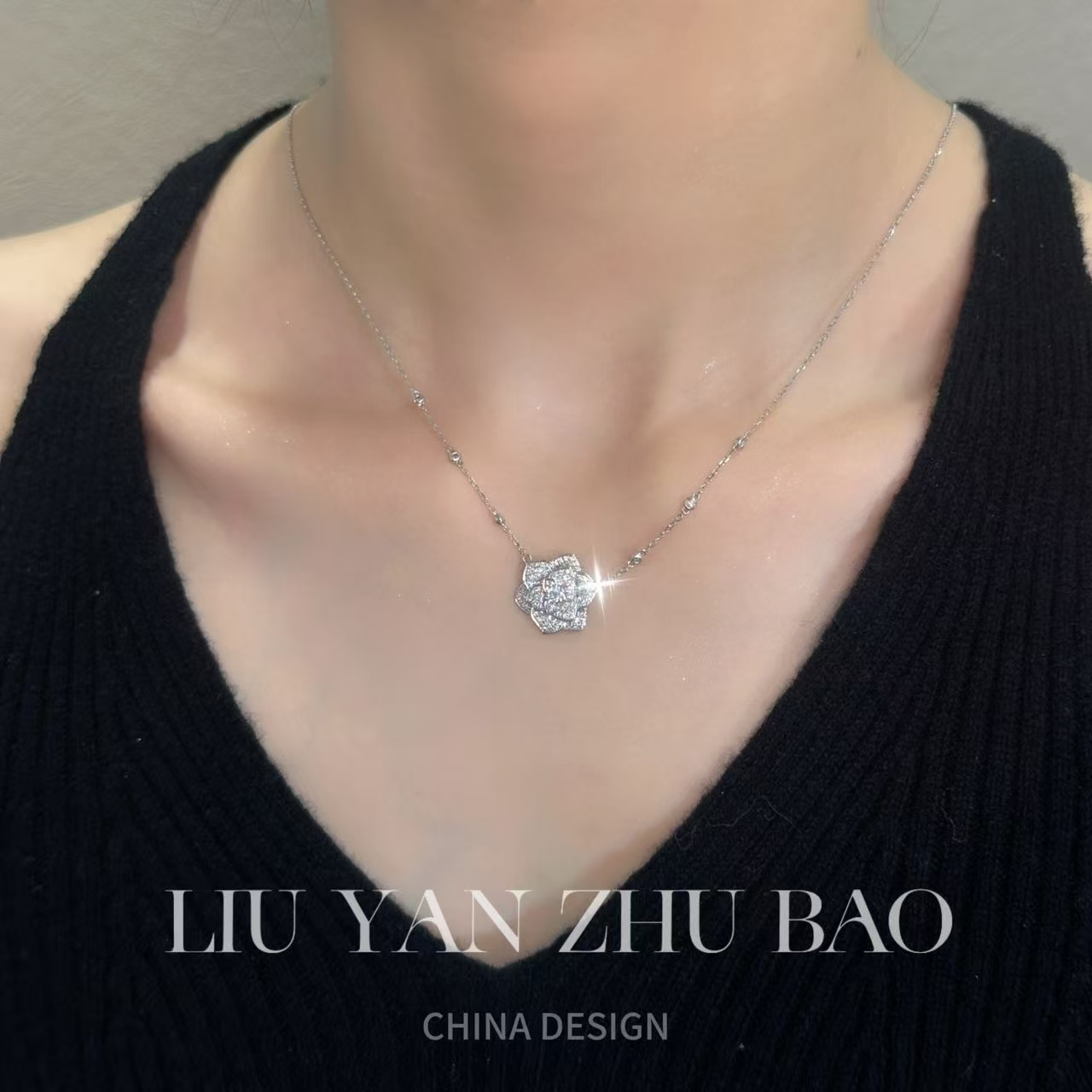 【六言臻选】【升级龙虾扣】山茶花套链ZSXL0392