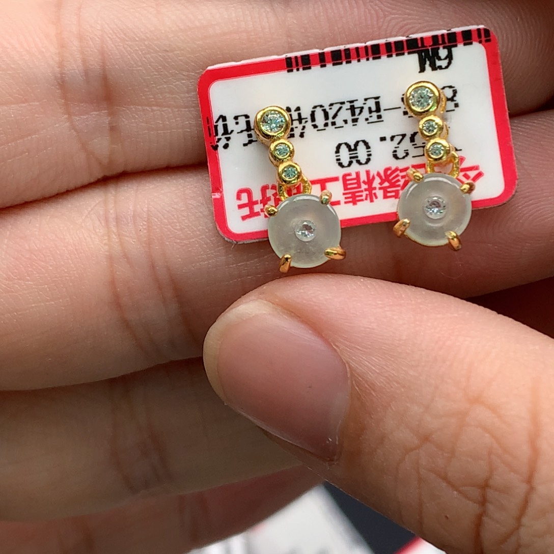 翡翠戒指银S925镶嵌天然翡翠耳饰