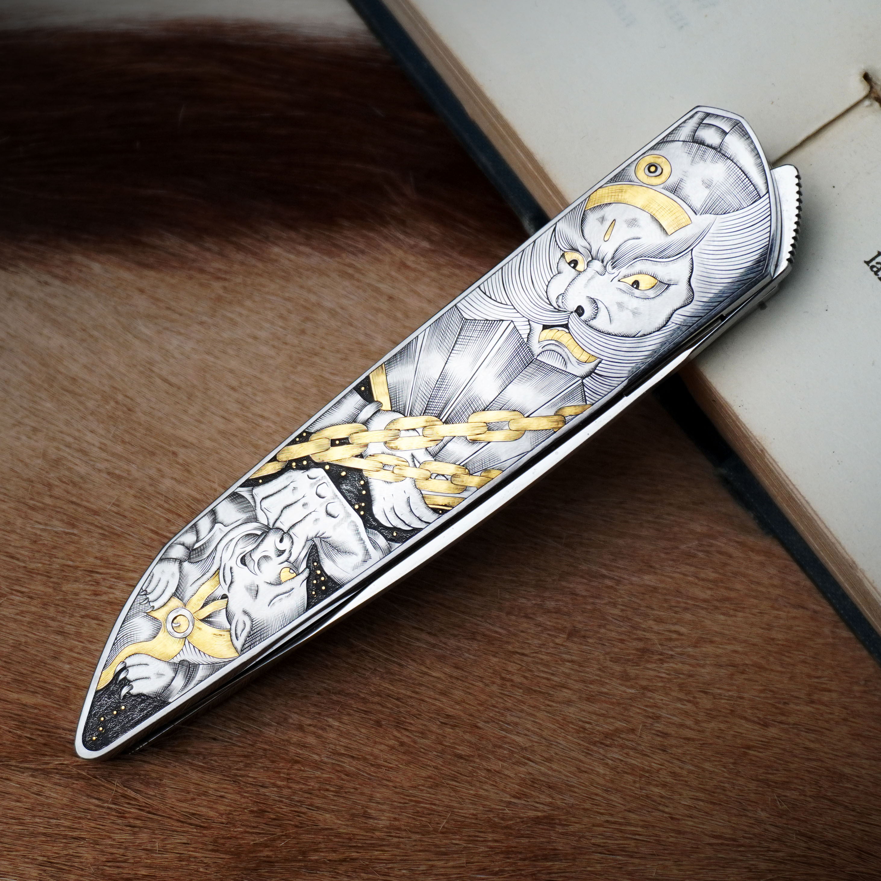 钱塘锻冶林赛雕刻户外水果刀