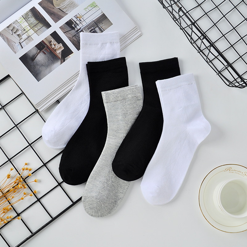 10A级抗菌防臭精油香薰纯色棉袜男女款秋天冬季  吸汗5双袋装袜子