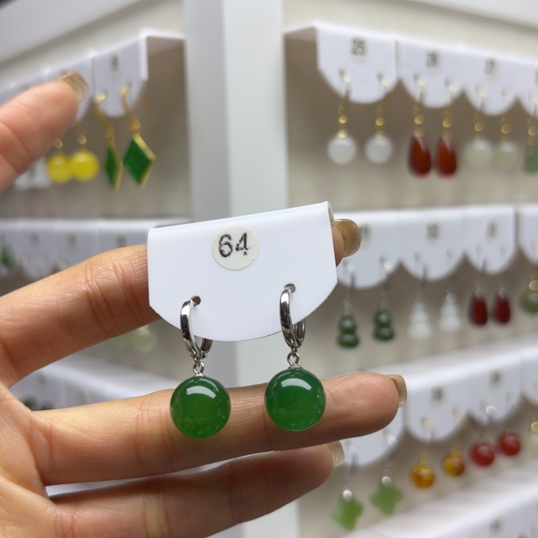 玛瑙/玉髓银S925镶嵌耳饰