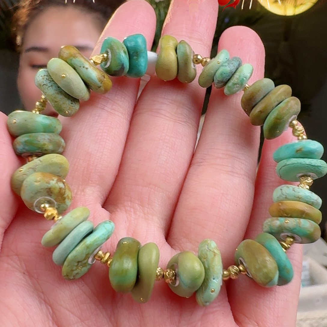 绿松石珠宝奇石18K金镶嵌