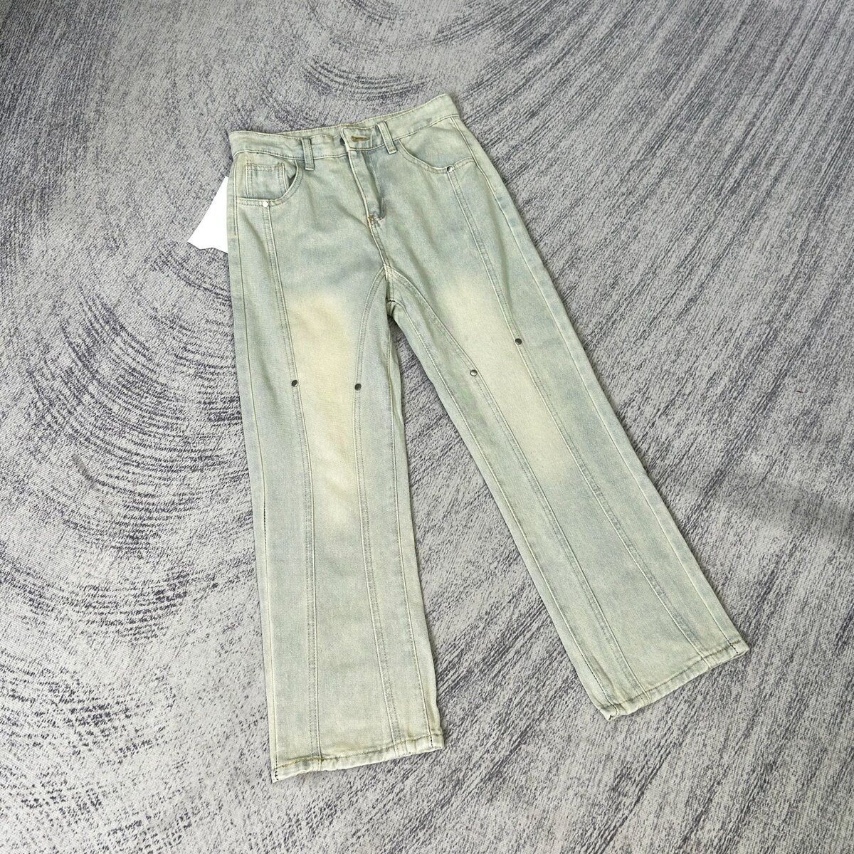 8156高街美式vibe裤子男潮牌复古牛仔裤宽松直筒微喇长裤潮