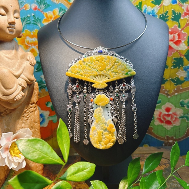 锦象原创设计天然翡翠国风凤凰琵琶吊坠复古