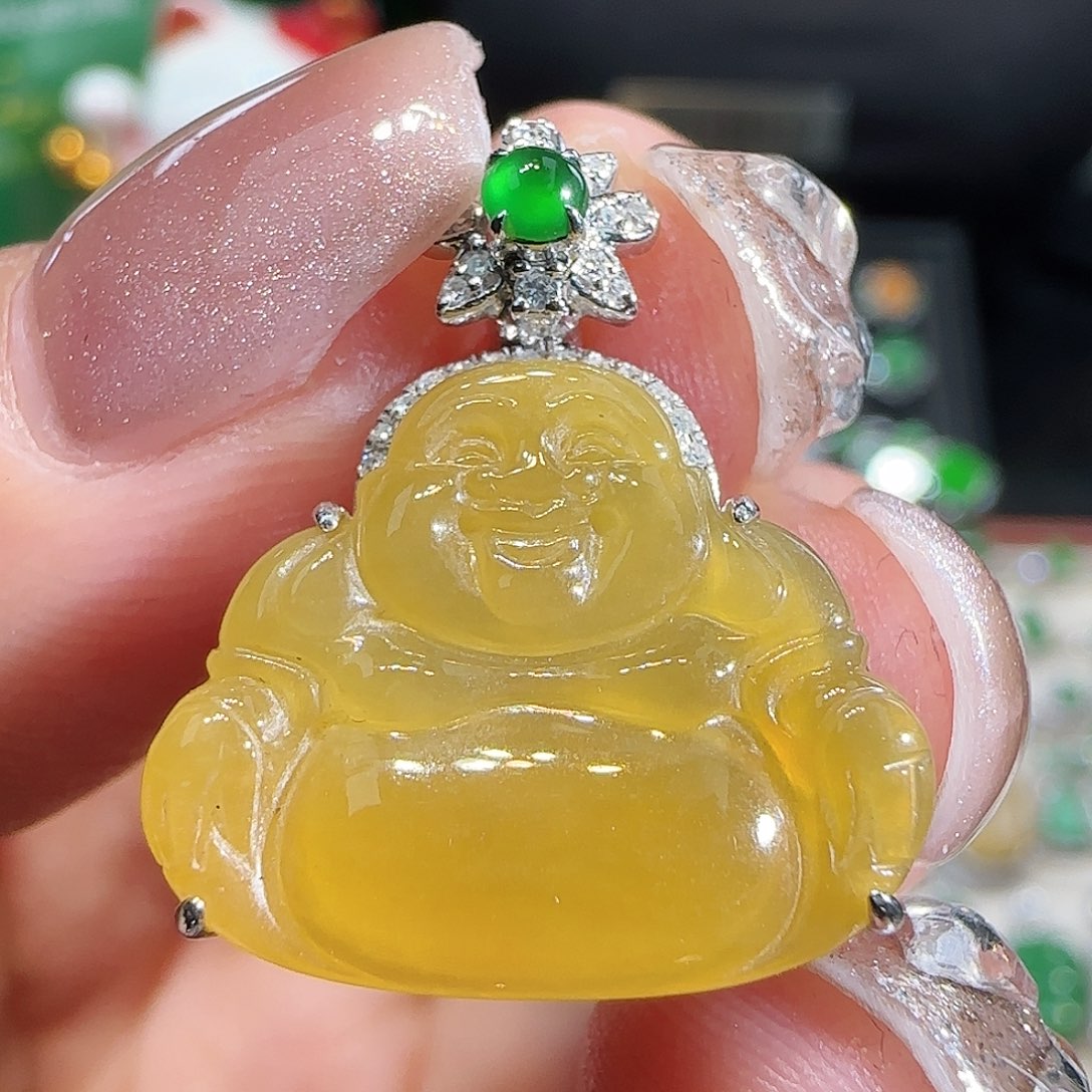 翡翠吊坠(不含链)18K金镶嵌