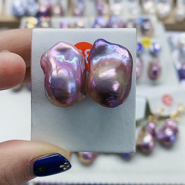 银S925镶嵌耳饰淡水珍珠