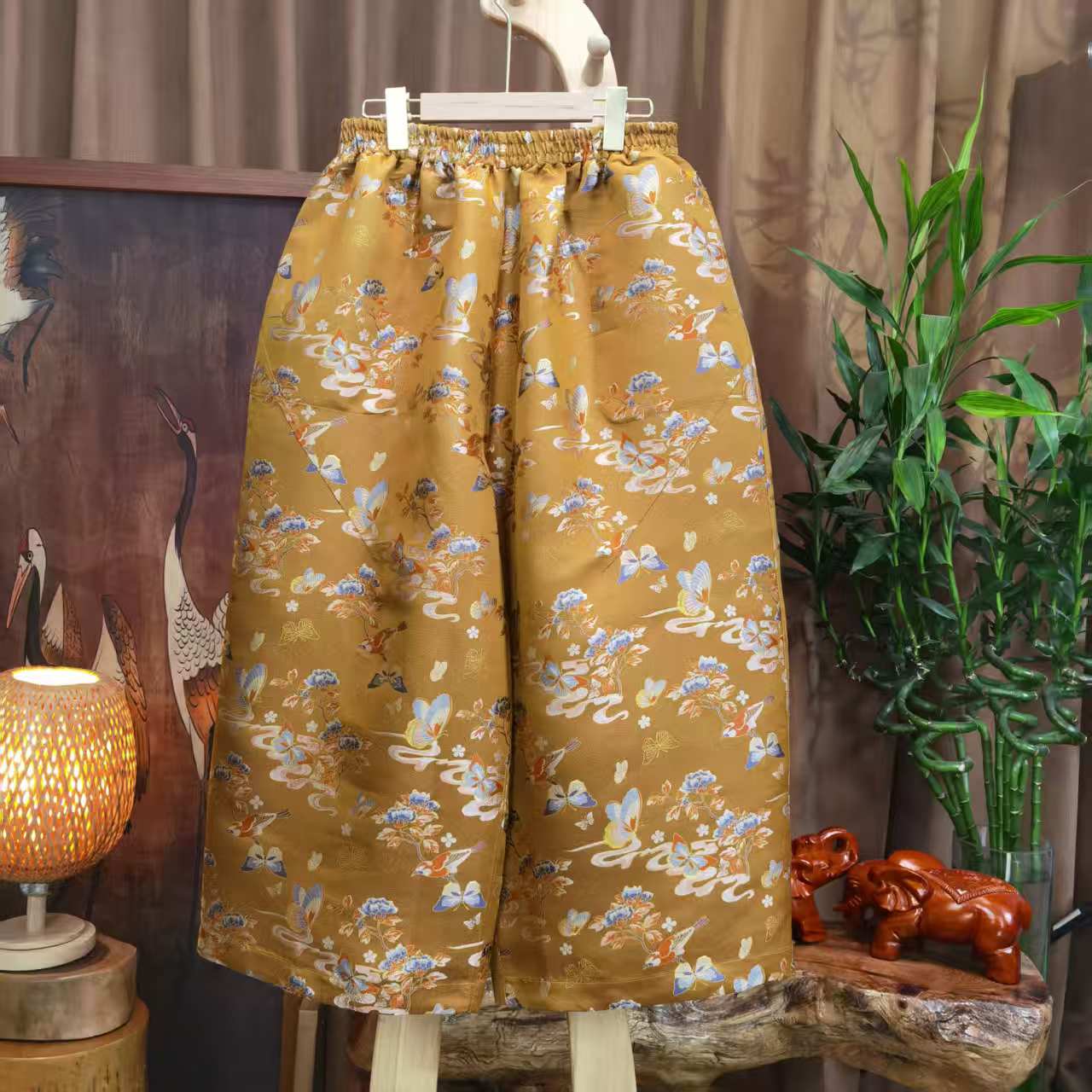 富美 · 国风【喜上眉梢】宋锦九儿裤F9139双面穿休闲松紧腰复古百搭