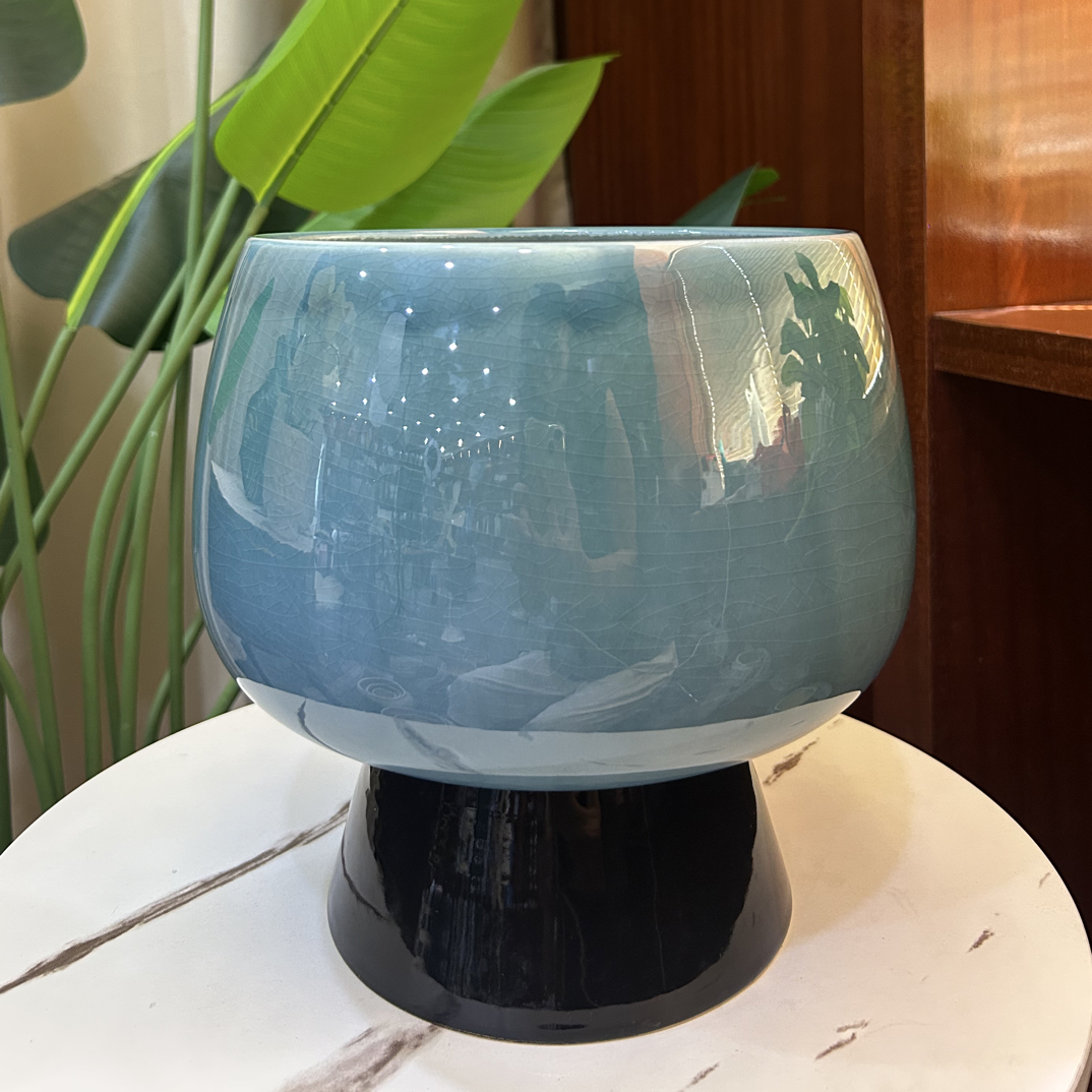 A199口20高23.5轻奢北欧风蝴蝶兰花盆带塑料底座适合室内外盆栽