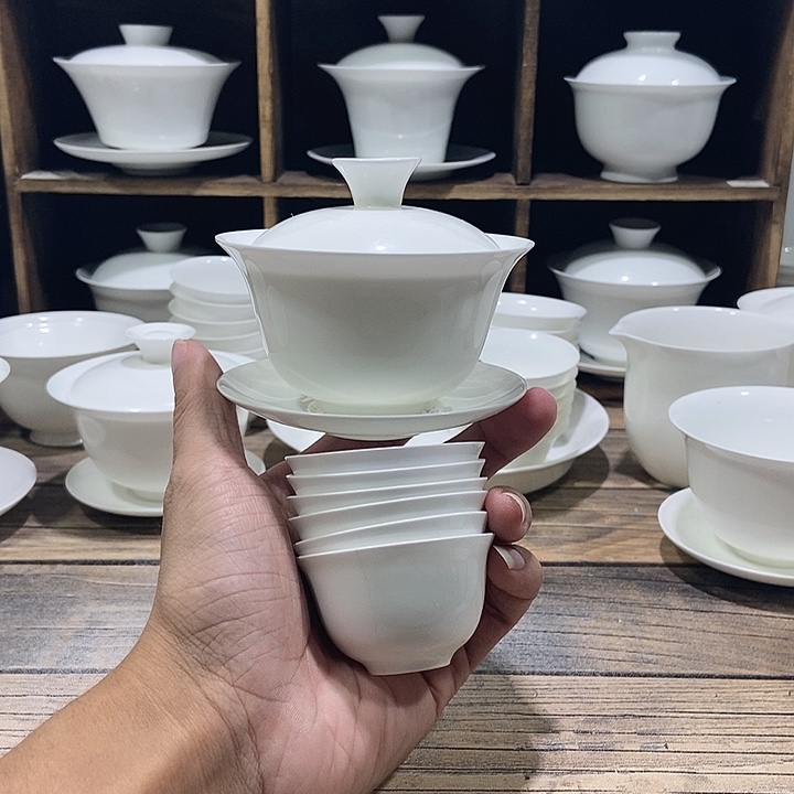 骨瓷大反口盖碗盖下约100ml+6玉兰杯35ml
