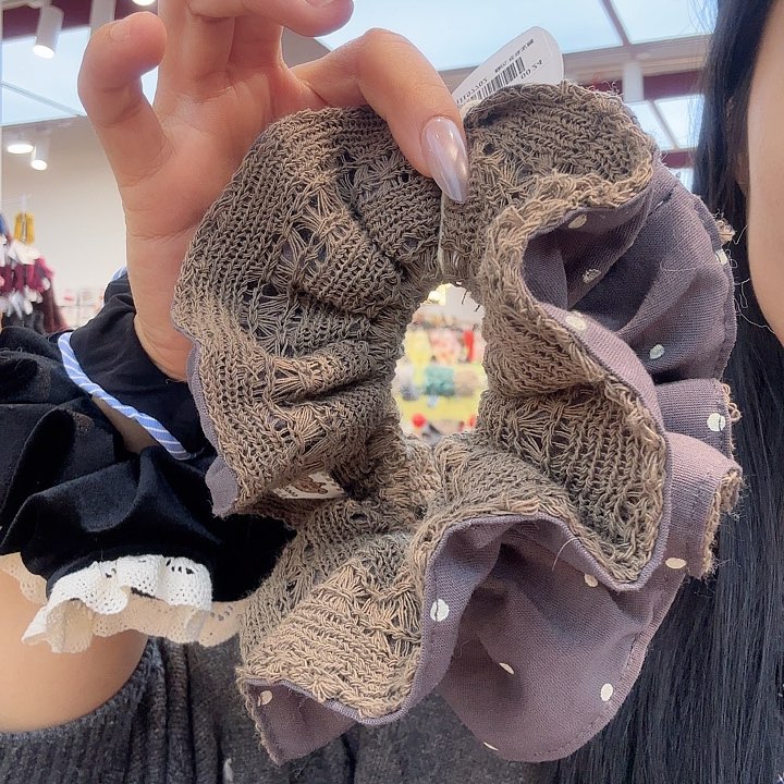 非金属布艺波点针织发圈