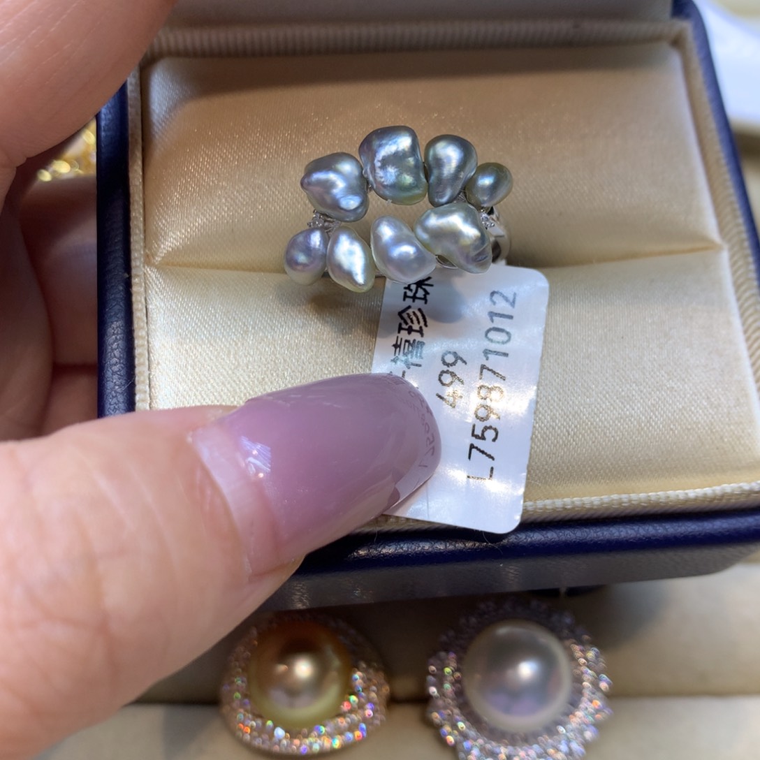 银S925镶嵌戒指海水珍珠