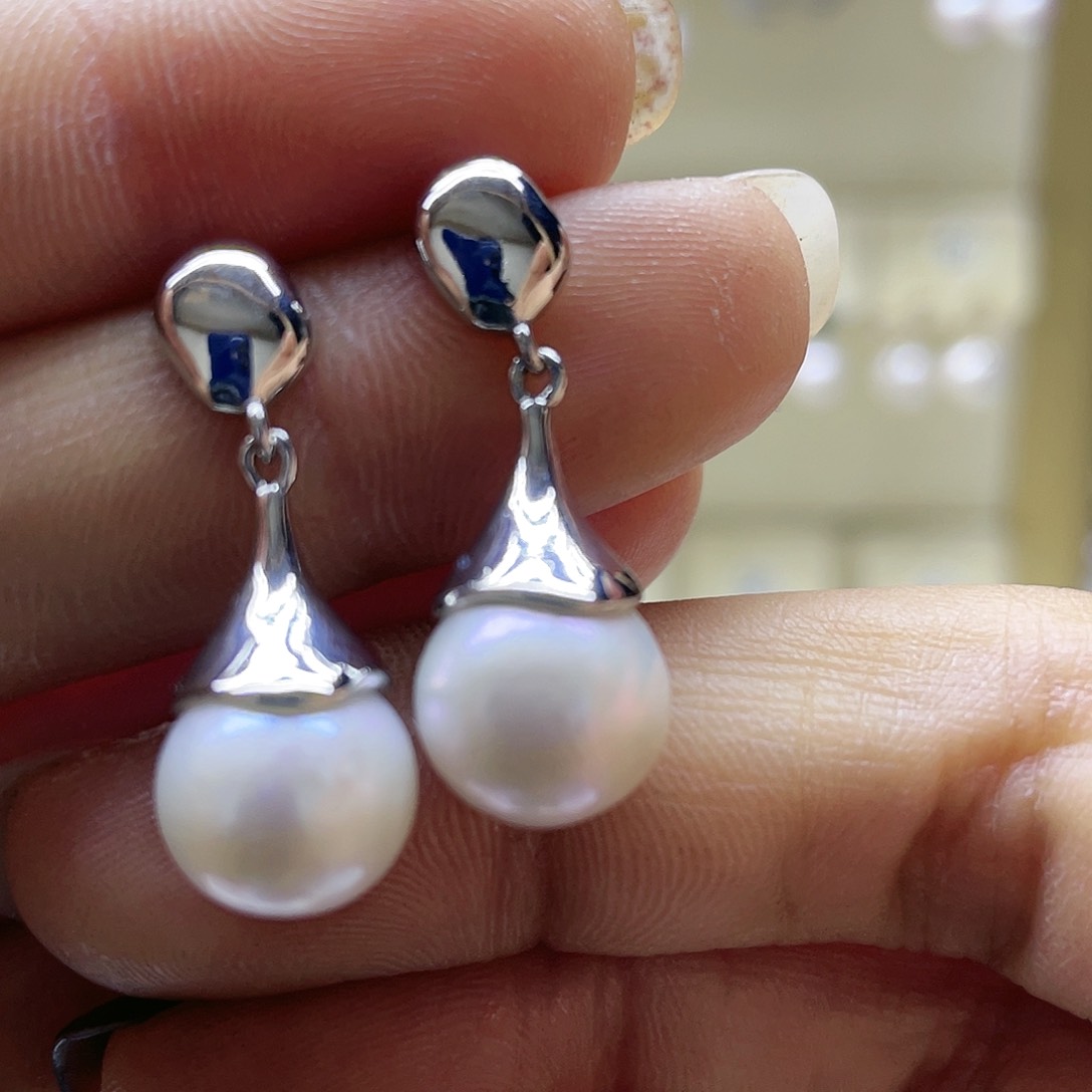 淡水珍珠耳饰银S925镶嵌