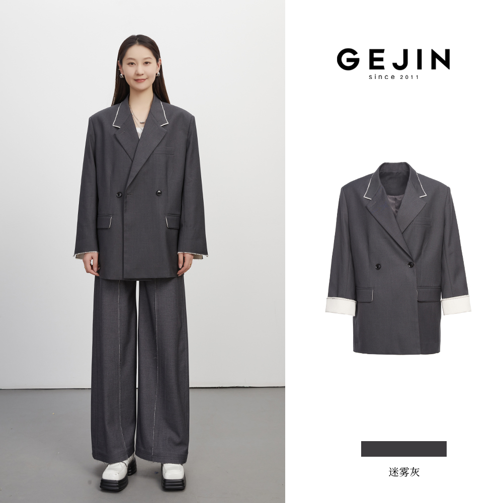 GEJIN/歌锦秋季新款时尚极简风百搭天丝西装外套93325904551