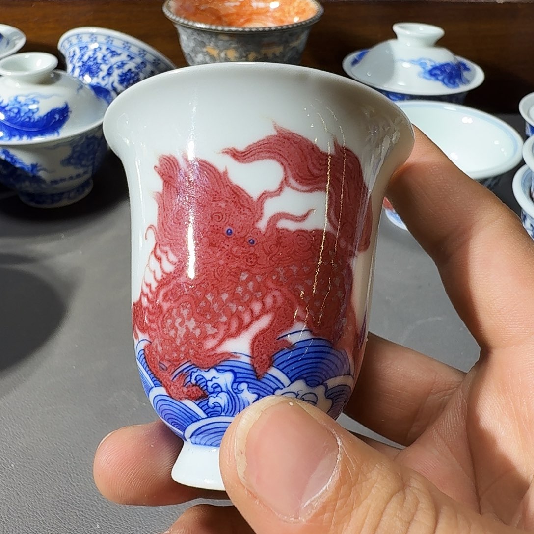 泥塑主人杯手工手绘微微微瑕