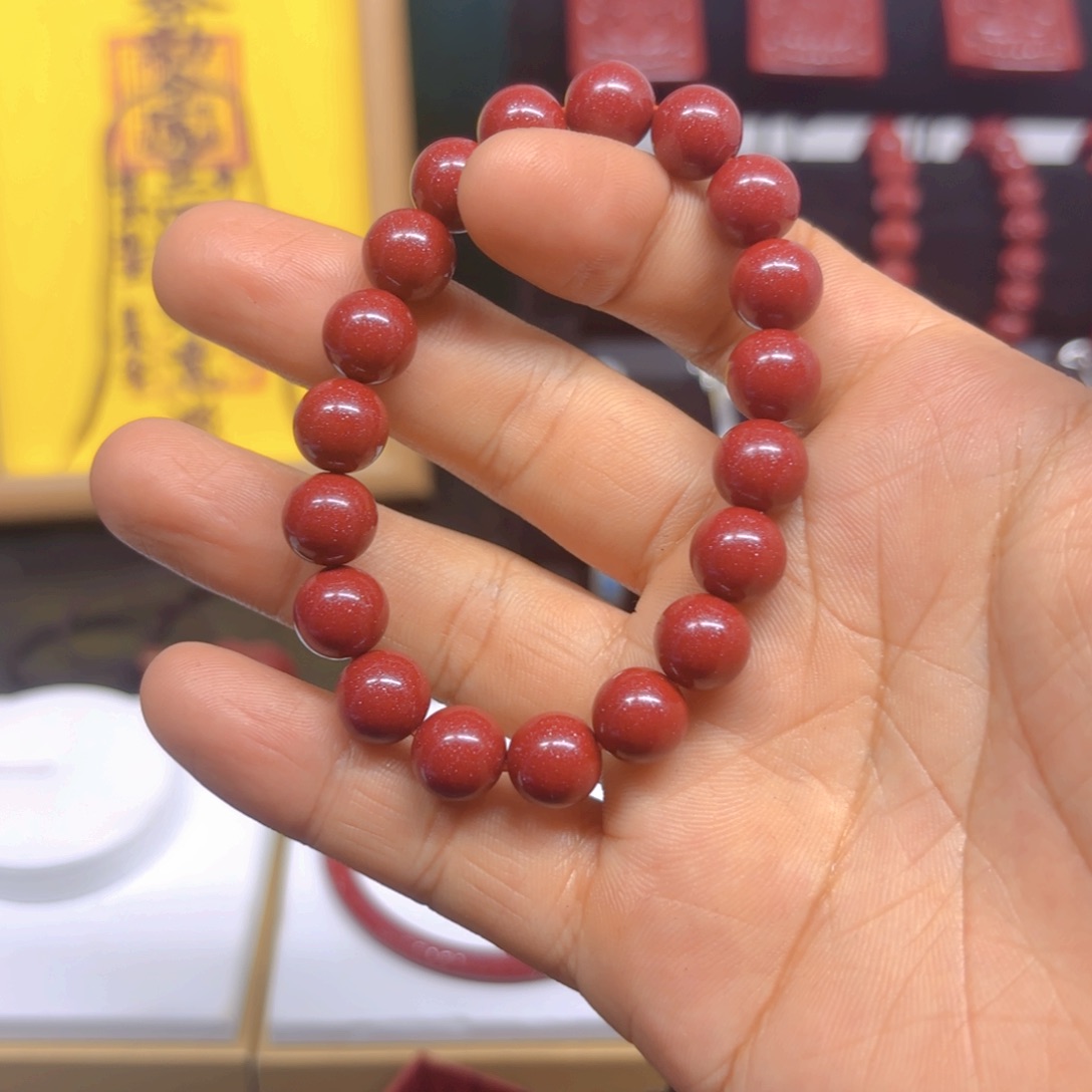 天然辰砂朱砂紫金砂手串10mm